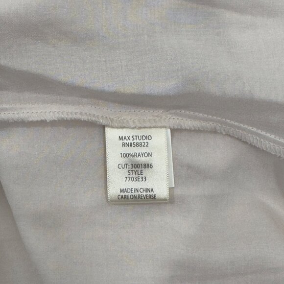 Max Studio Womens Embroidered Sleeve Boho Peasant Blouse SZ S 100% Rayon Beige - Picture 5 of 11